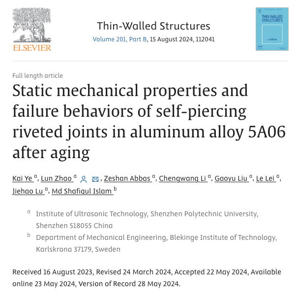 Static mechanical properties and failure behaviors of self-piercing riveted joints in aluminum alloy 5A06 after aging